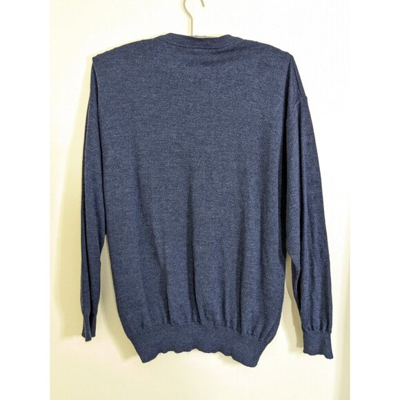 Vintage Merino Wool Mens Sweater XL Euro 58 V Neck Pullover Blue Striped Austria - Picture 2 of 5